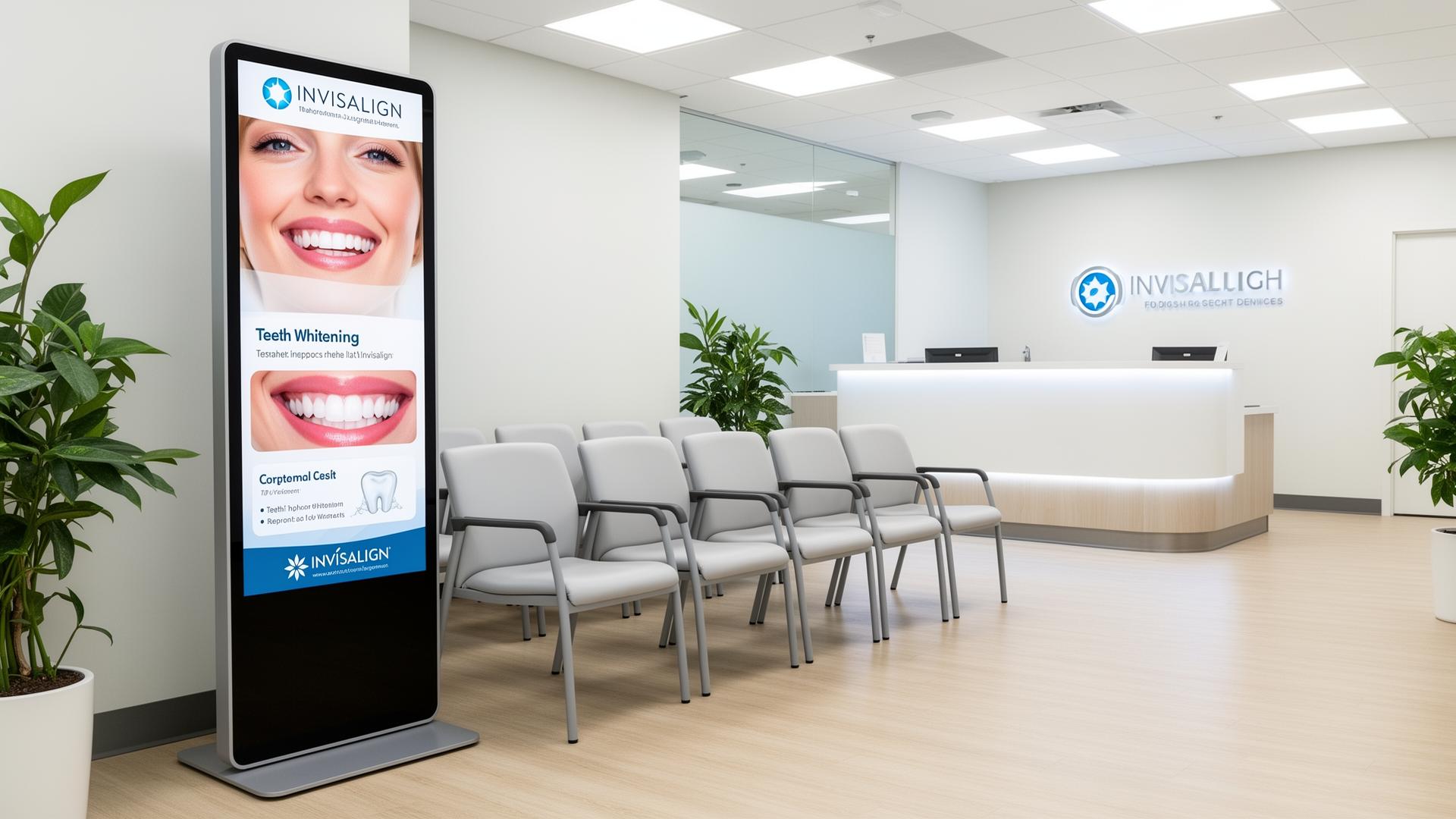 Fristående totem i klinikens väntrum